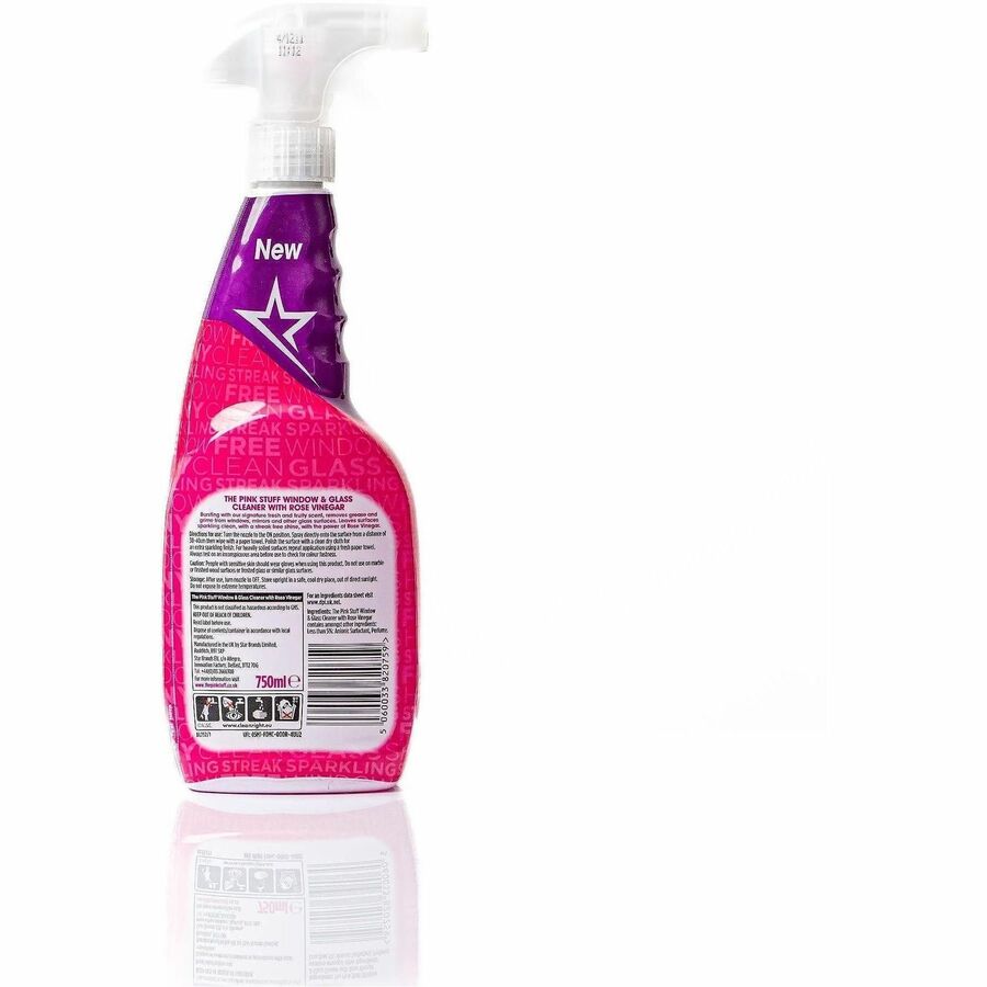 Picture of Window Cleaner Spray, 25.4 oz, Rose Vinegar, Streak-free, Clear Trigger Bottle, 10 EA/CT