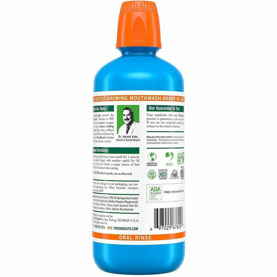 TheraBreath Fresh Breath Oral Rinse - For Mouthwash, Bad Breath - Icy Mint - 1.06 quart - 1 Bottle 2