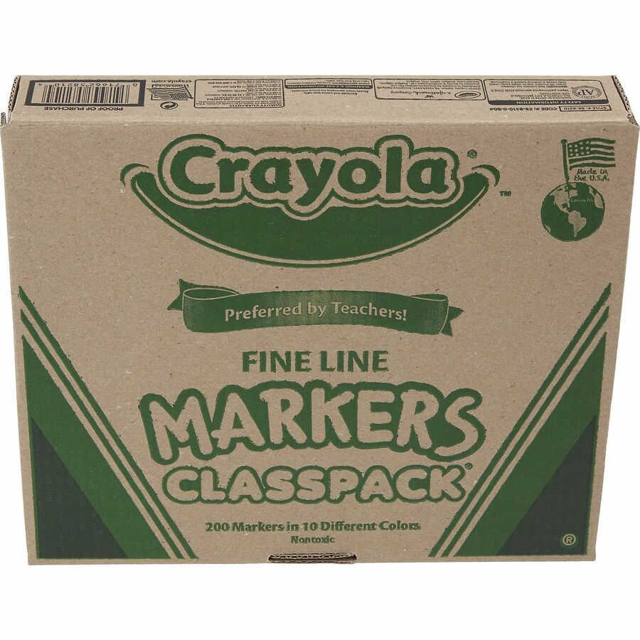 Crayola Fabric Marker Classpack, Ten Assorted Colors, 80/Box