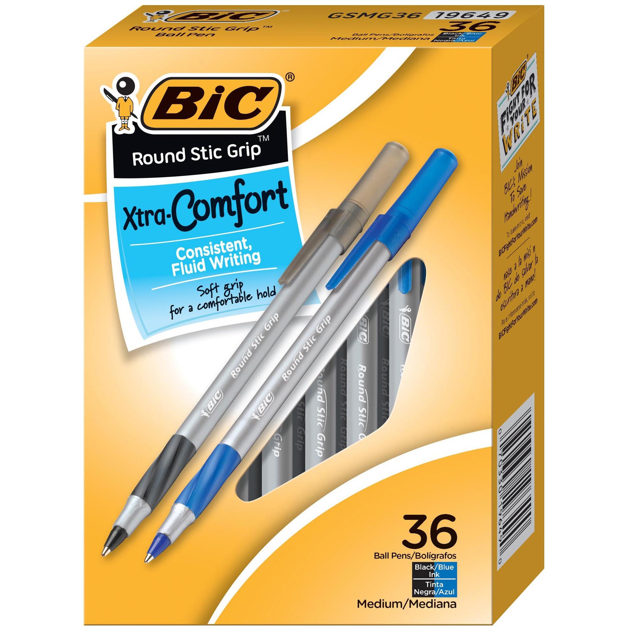 BICGSMG361ASTBX : BIC® Bic Round Stic Grip Ballpoint Pen - Medium Pen ...