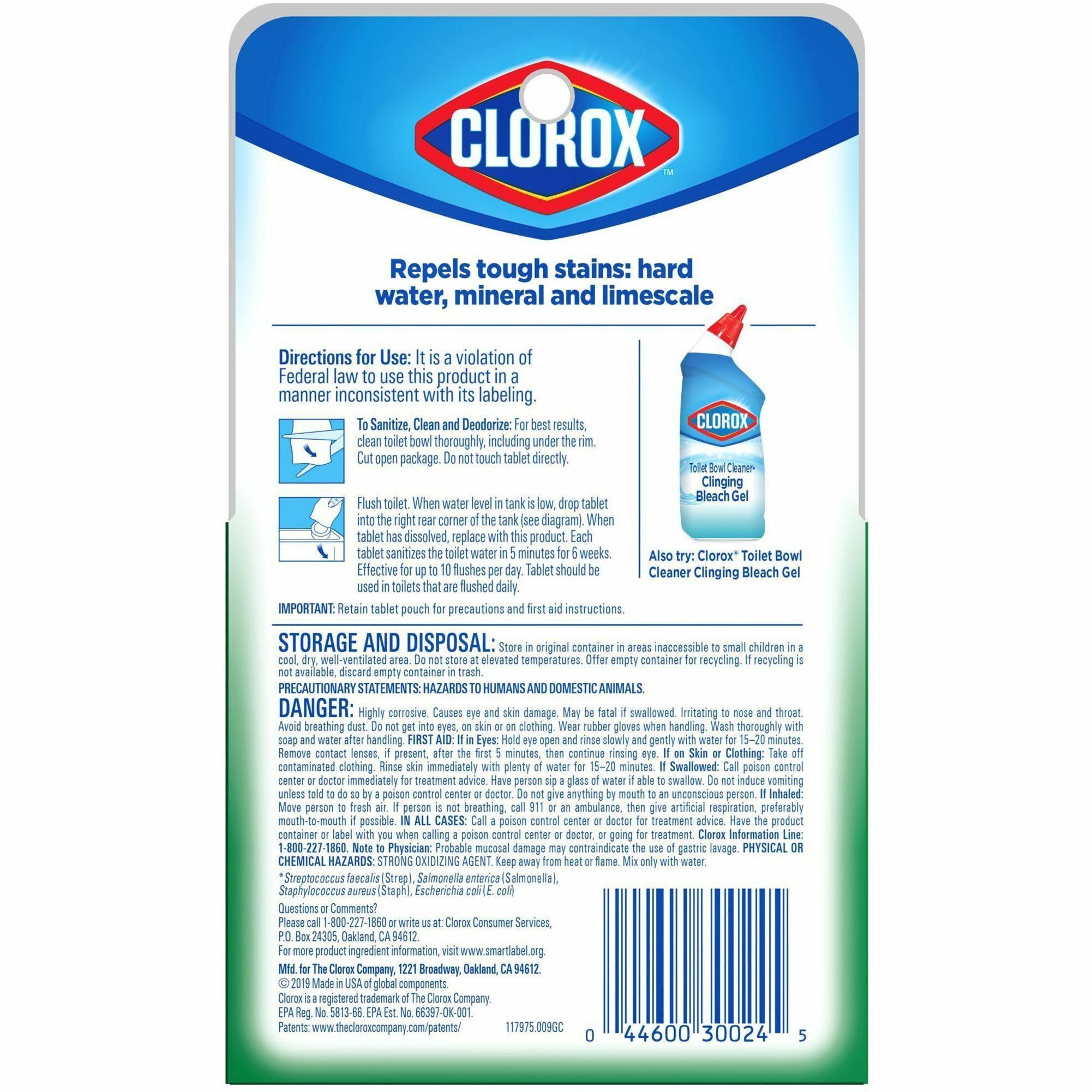 CLO30024EA Clorox Clorox Ultra Clean Toilet Tablets Bleach Tablet   1030264133 