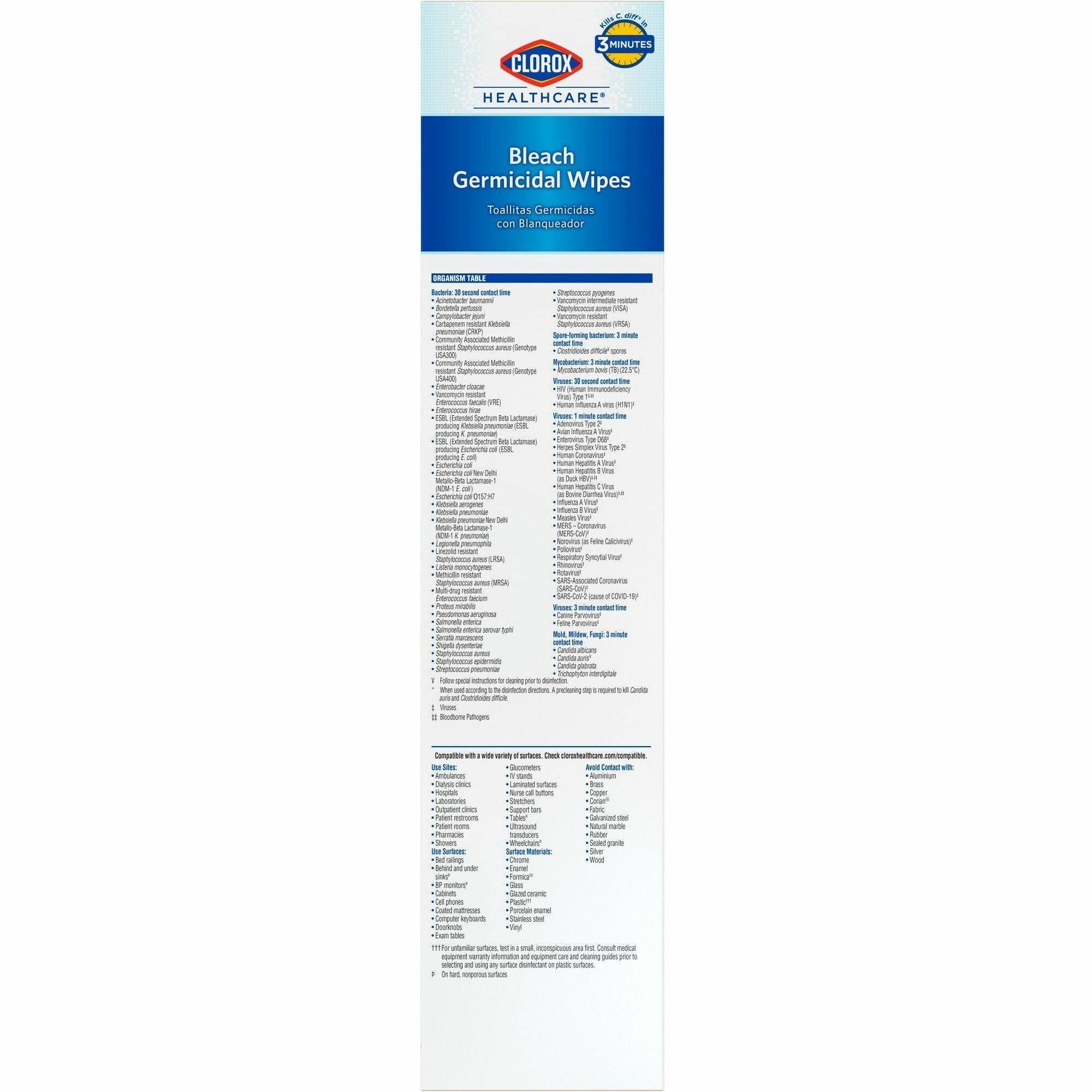 Clorox Healthcare Bleach Germicidal Wipes Clark Office Products Inc