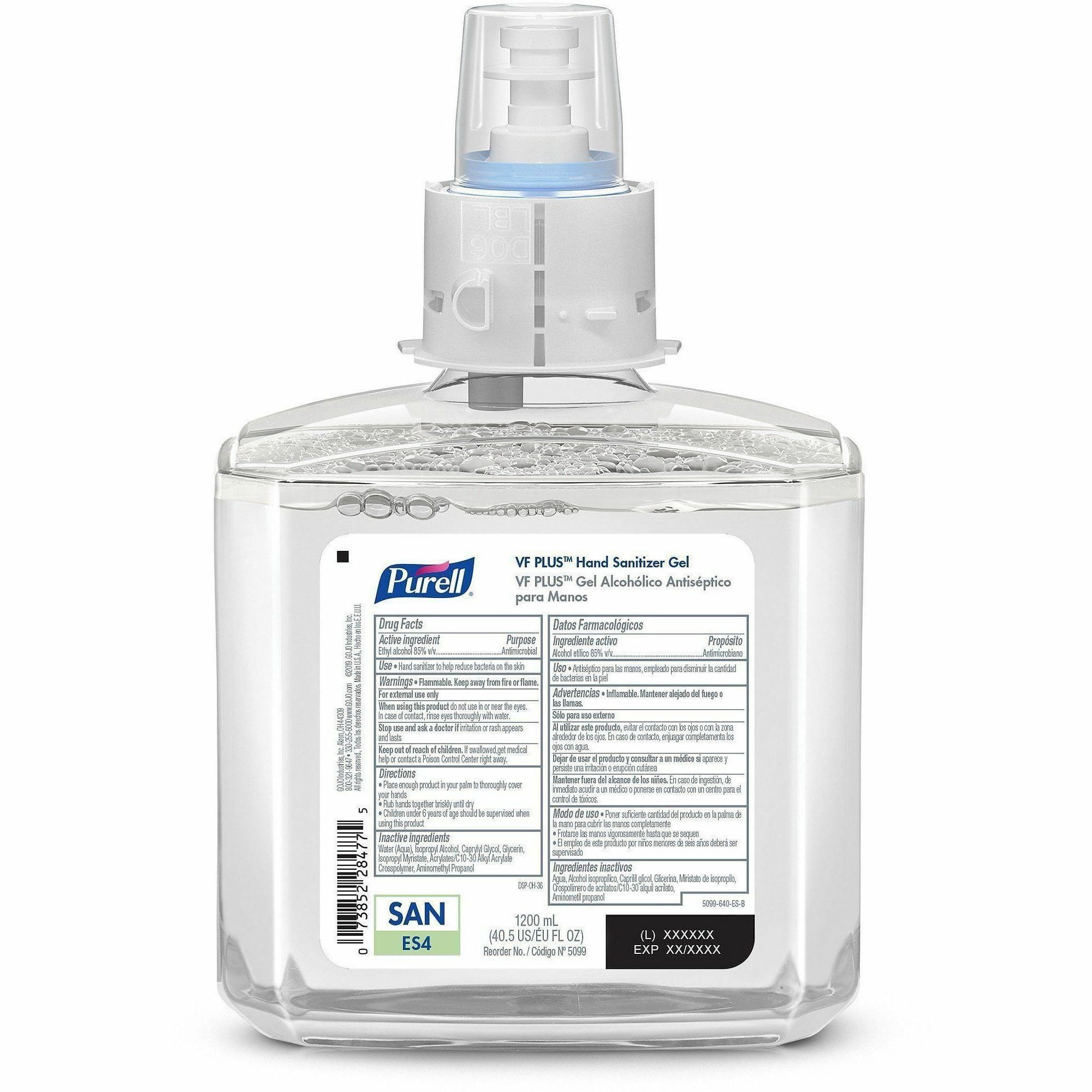 thumbnail image 2 of PURELL VF PLUS Hand Sanitizer Refill - Fragrance Free 1200mL (Pack Of 4) 2 of 4