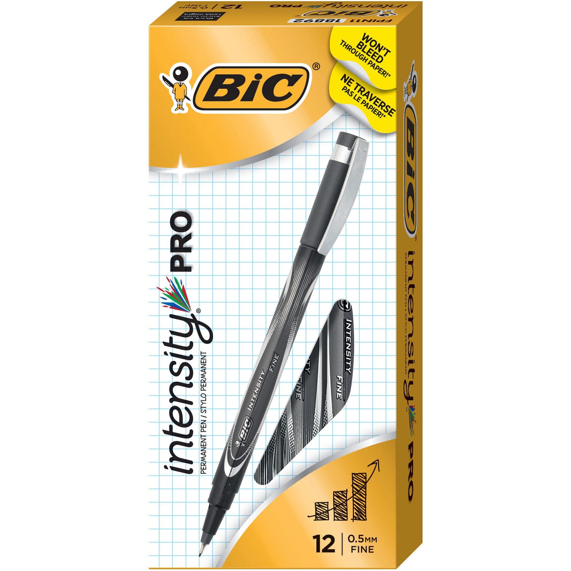 Bic Intensity 0.4 mm Fine Point Writing Felt Tip Pens (Pack of 12) 12 Black