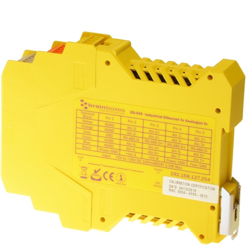 8 ANALOGUE INPUTS, INDEPENDENTLY CONFIGURABLE AS DIFFERENTIAL VOLTAGE INPUTS OR — rear view