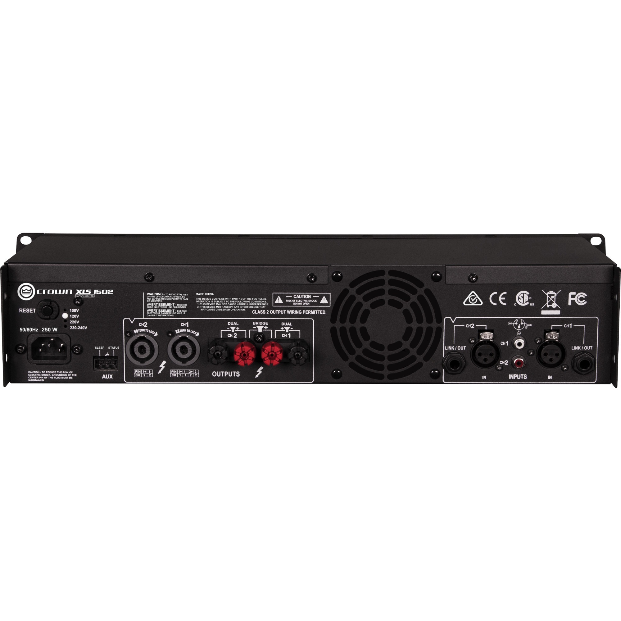 CROWN 2x525W Power Amplifier — rear view