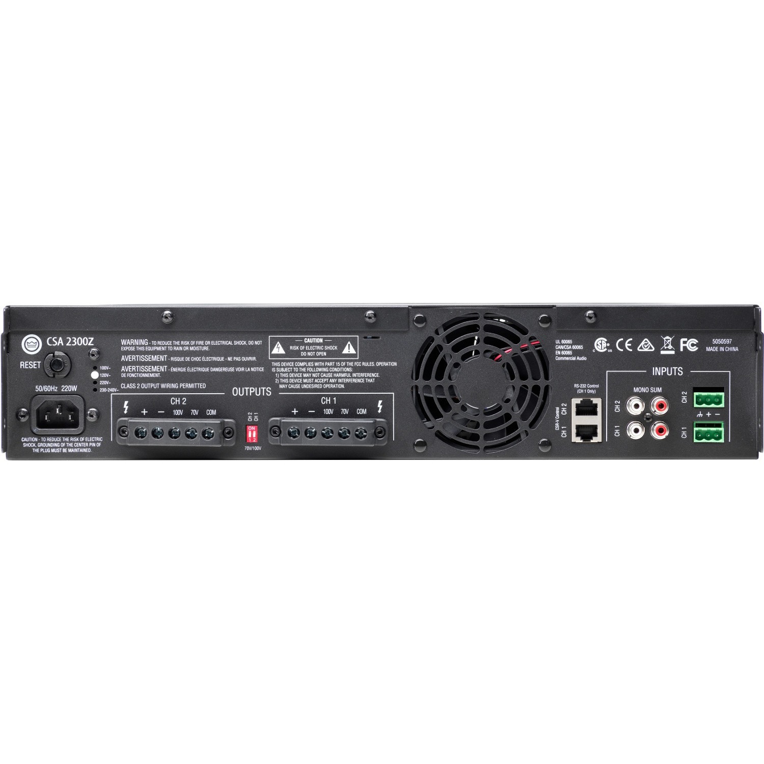 JBL 2x300W DriveCore Amplifier — rear view
