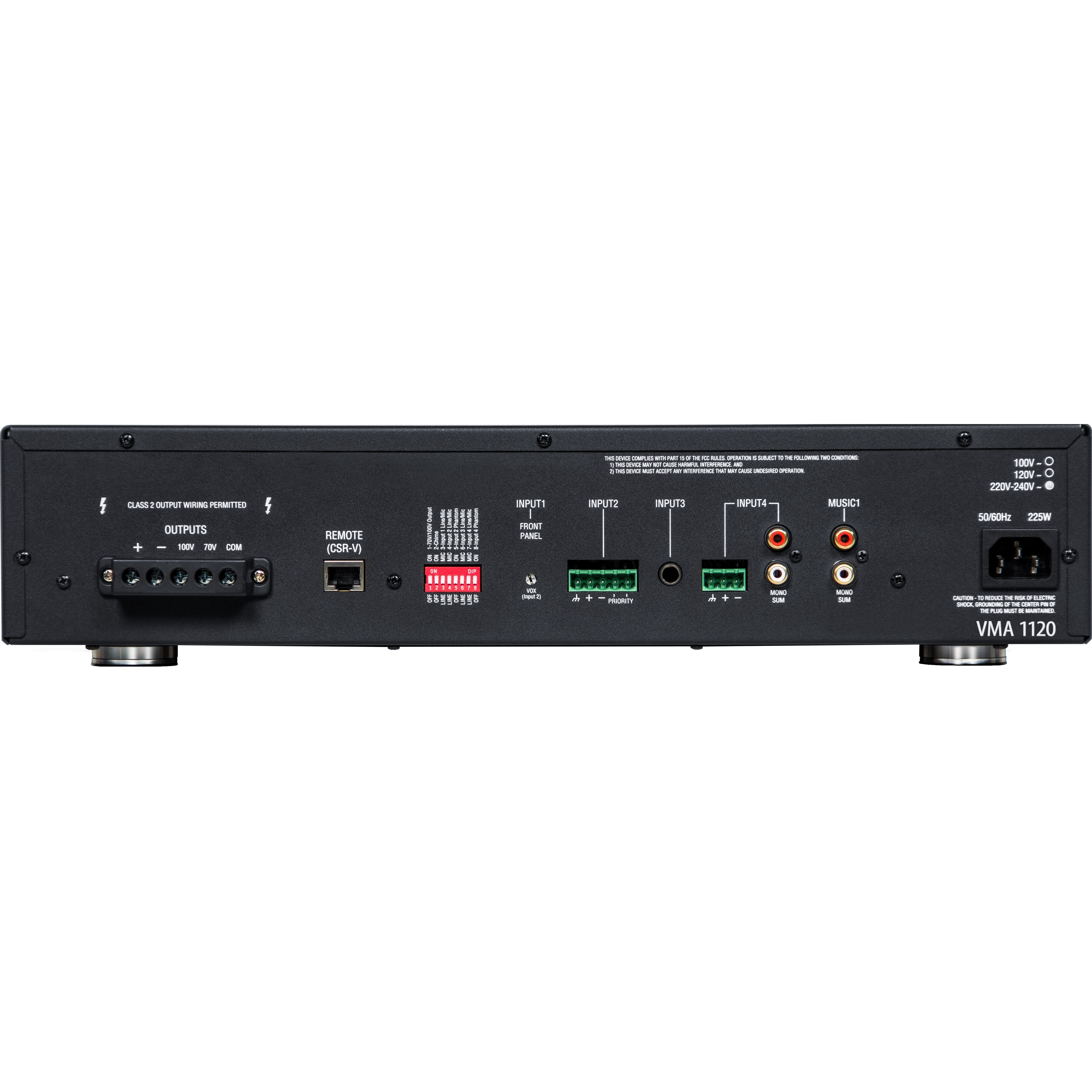 JBL VMA1120 5-input 1x120 W mixer/amplifier front panel — rear view