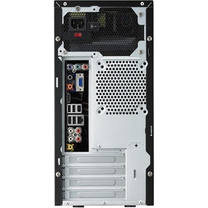 Cooler Master Elite 342 black mini tower PC case with front mesh panel and USB 3.0 port — rear view