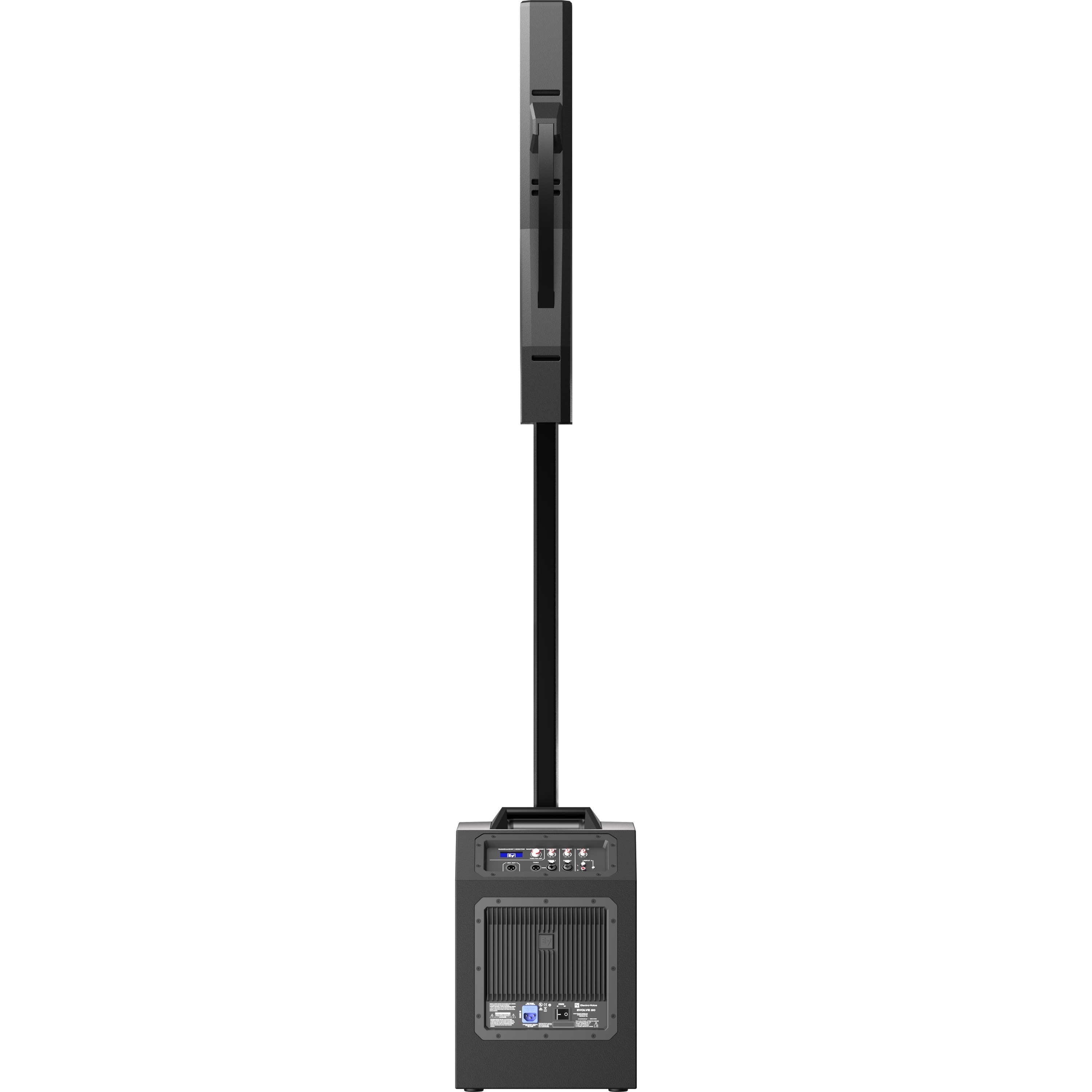 Bosch EVOLVE 50 black column speaker system with 1,000 W output for portable event audio — rear view