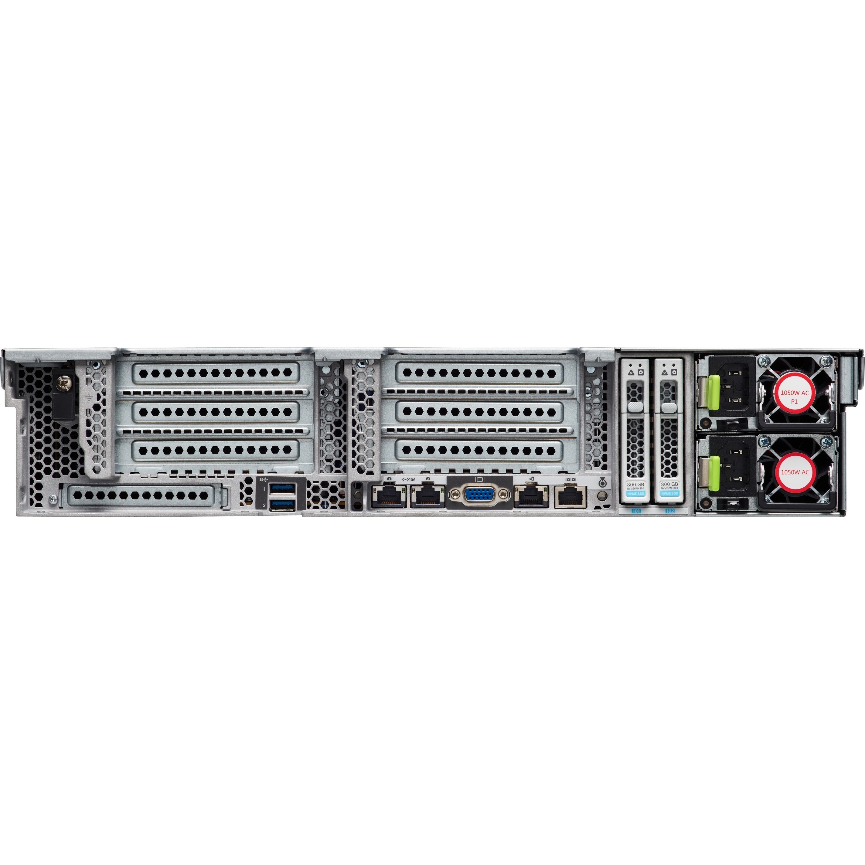Cisco UCS C240 M5SX rack server with dual Intel Xeon 4114 processors and 32 GB memory — rear view