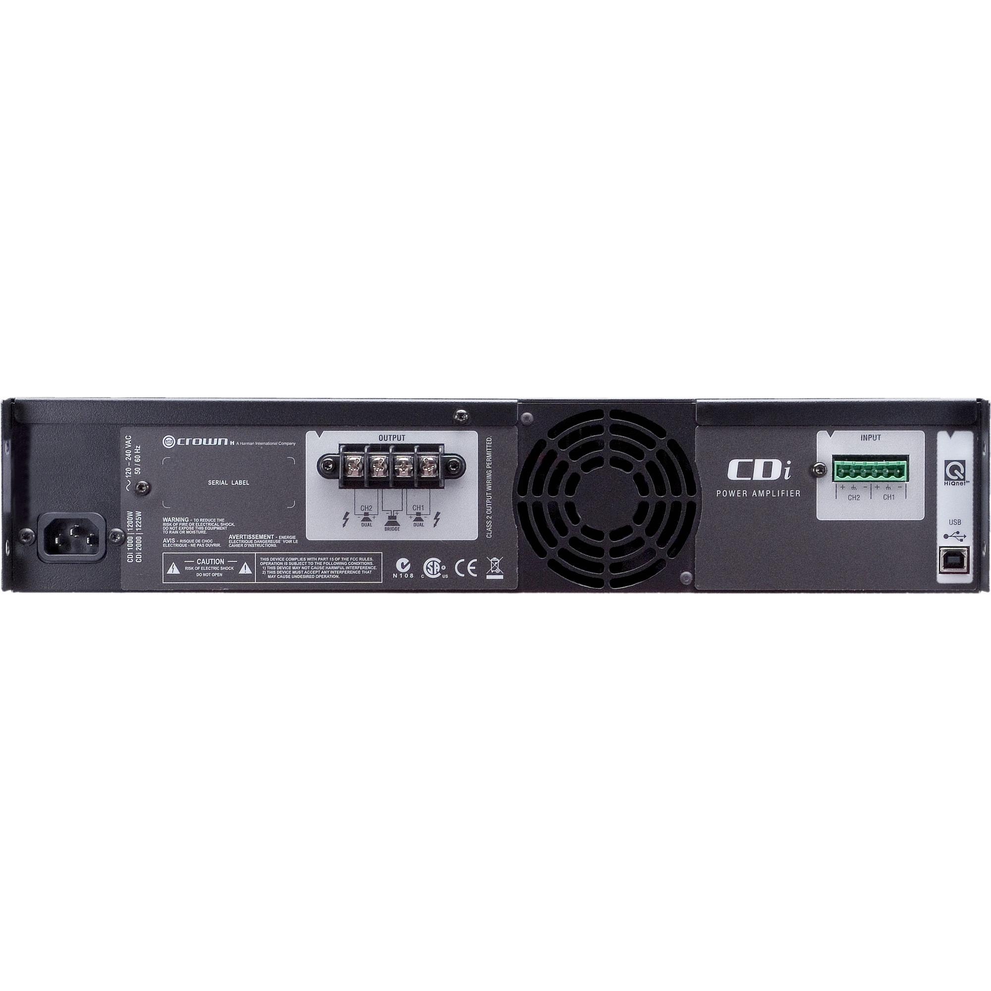 CROWN 2X500W PwrAmplifier — rear view