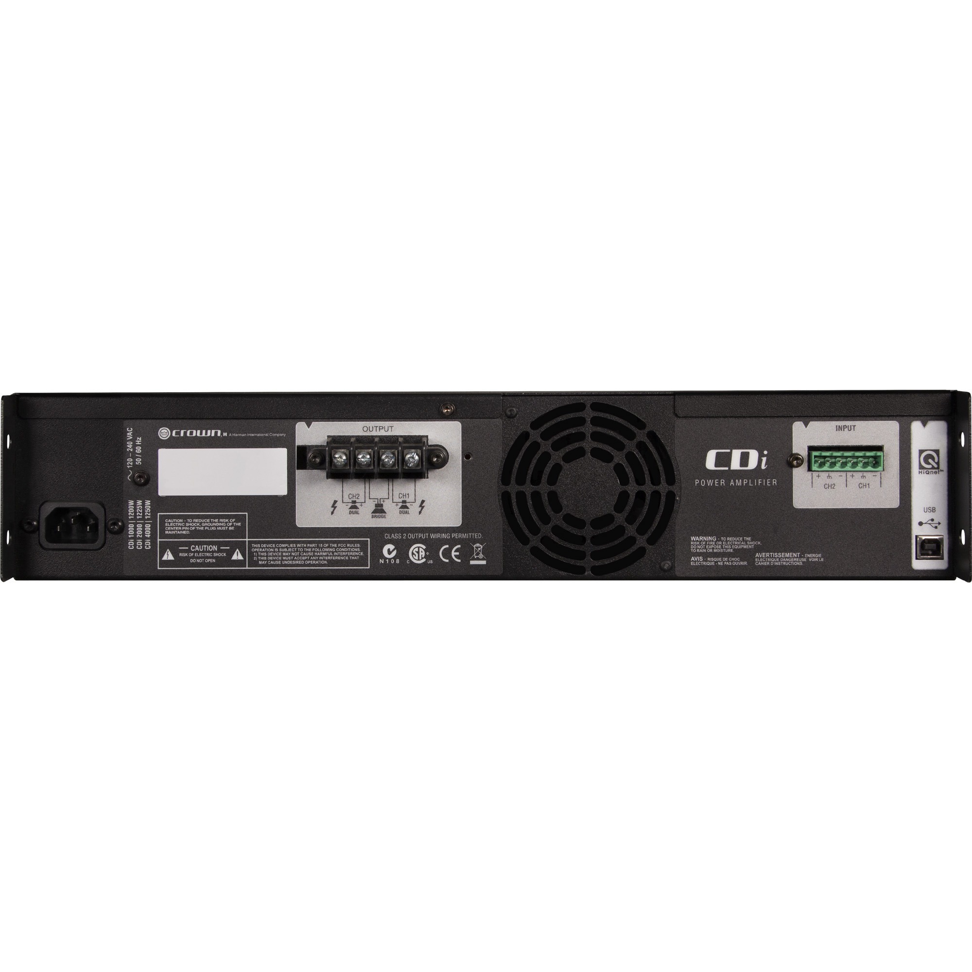 CROWN 2X1200W PwrAmplifier — rear view
