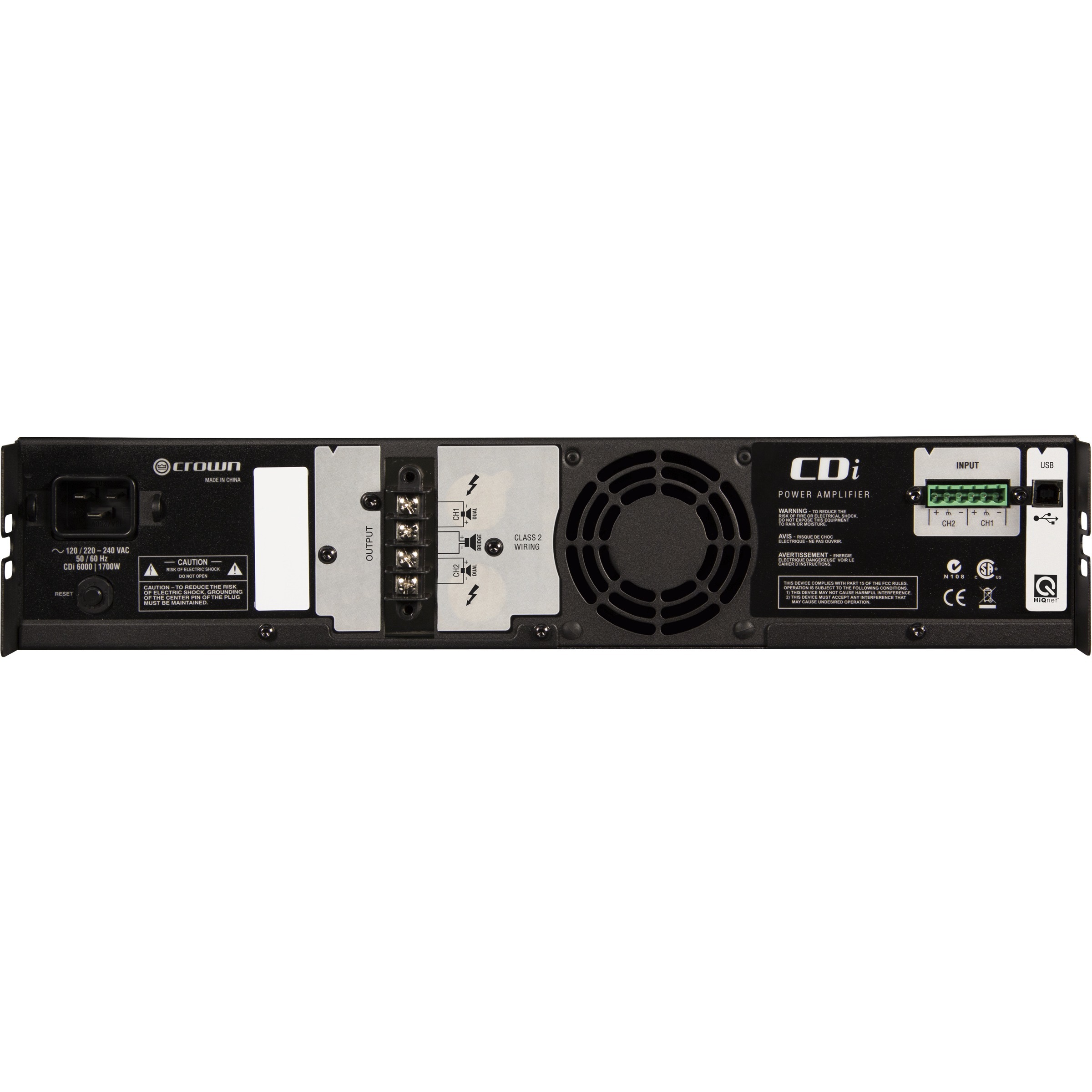 CROWN 2X2100W Power Amplifier — rear view