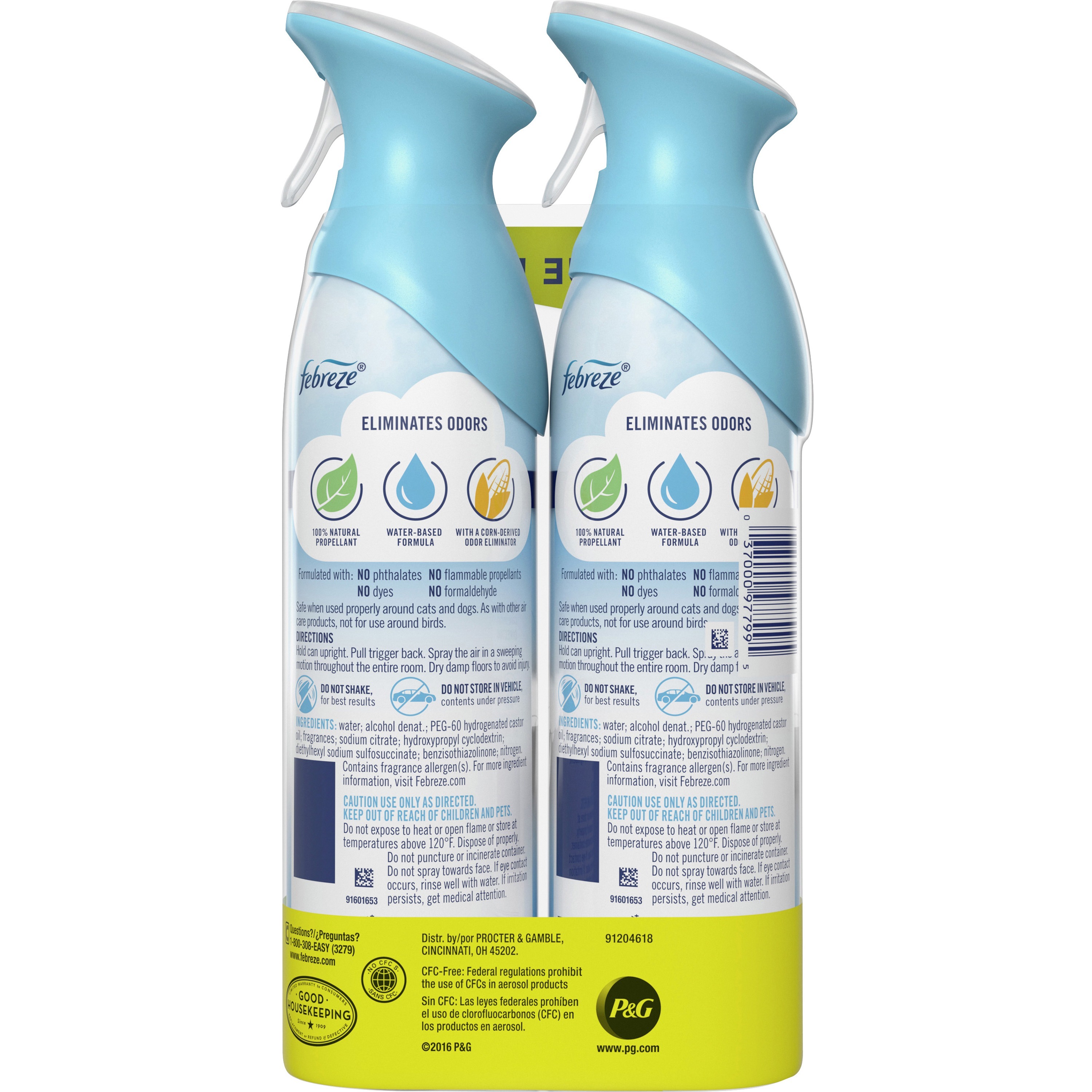 Febreze Linen/Sky Air Spray Pack - Liquid - 8.8 fl oz (0.3 quart) - Linen & Sky - 2 / Pack - Odor Neutralizer, VOC-free