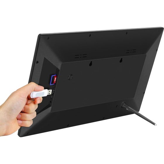 Aluratek 15 inch Wi‑Fi touchscreen digital photo frame with built-in memory — rear view