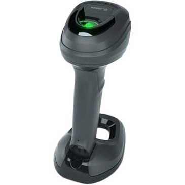 Zebra DS9908-SR black RFID USB kit presentation scanner for retail checkout — rear view