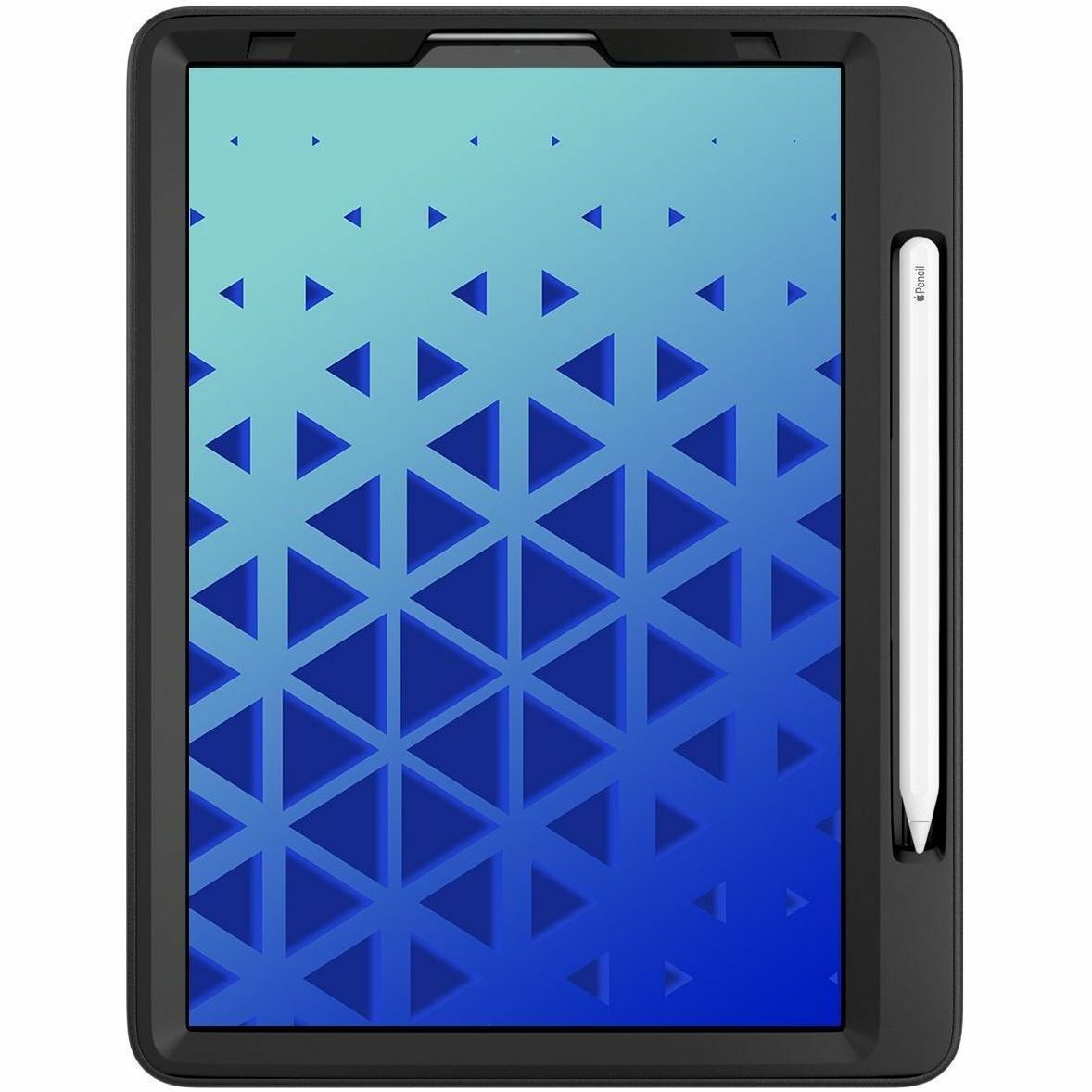 Black MAX Cases Extreme Shield folio case for iPad Pro 12 with hand strap and kickstand — rear view