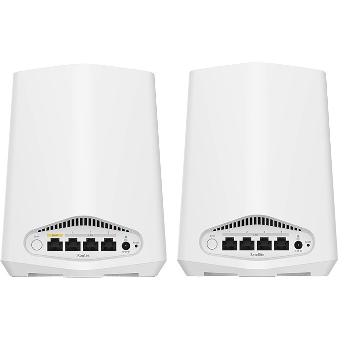 Netgear Orbi Pro WiFi 6 AX1800 4-point mesh system for business coverage — rear view