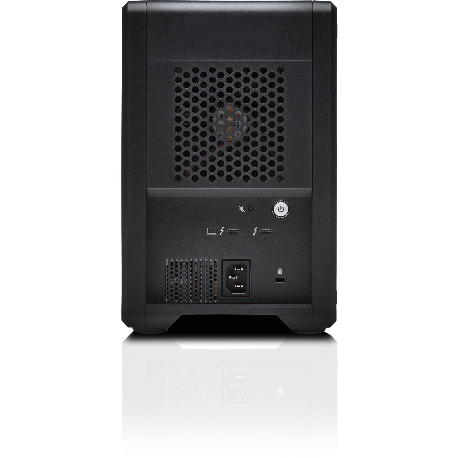 SanDisk Professional G-RAID SHUTTLE 4 72TB desktop hardware RAID array with Thunderbolt 3 — rear view