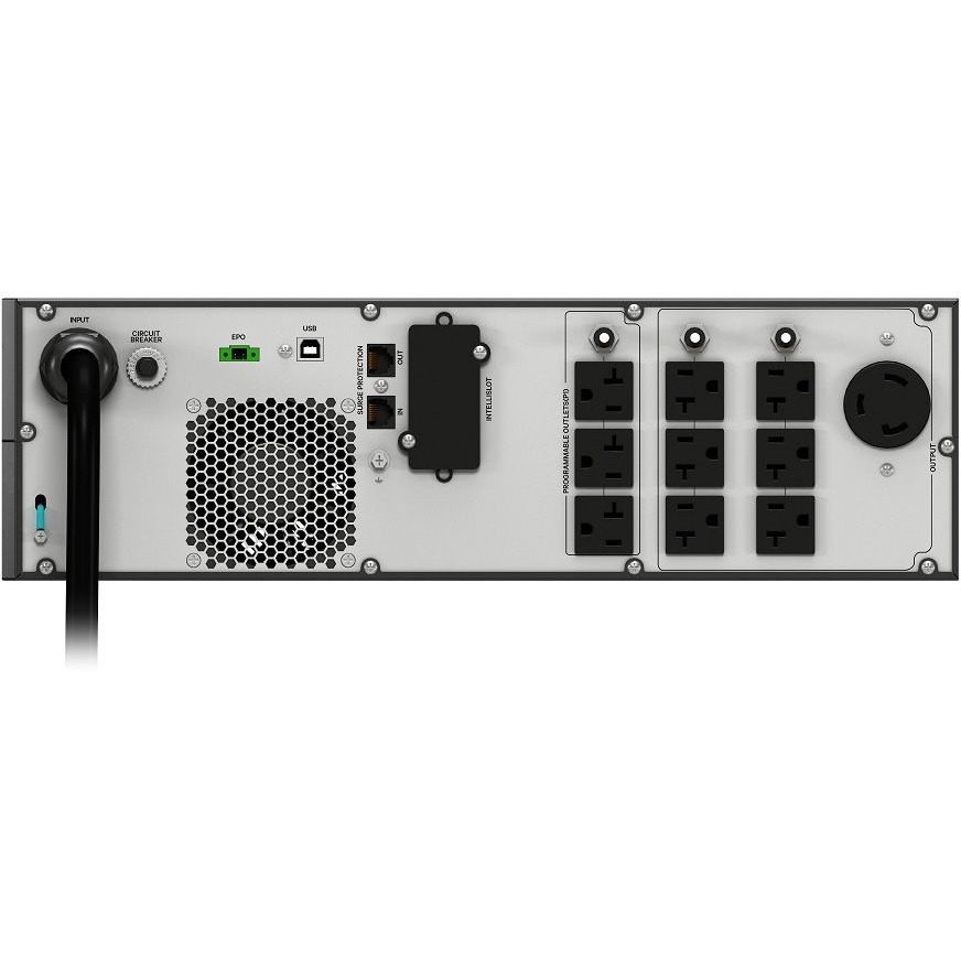 Vertiv Liebert PSI5 Lithium-Ion 3000VA short-depth 3U rack/tower UPS with SNMP card — rear view