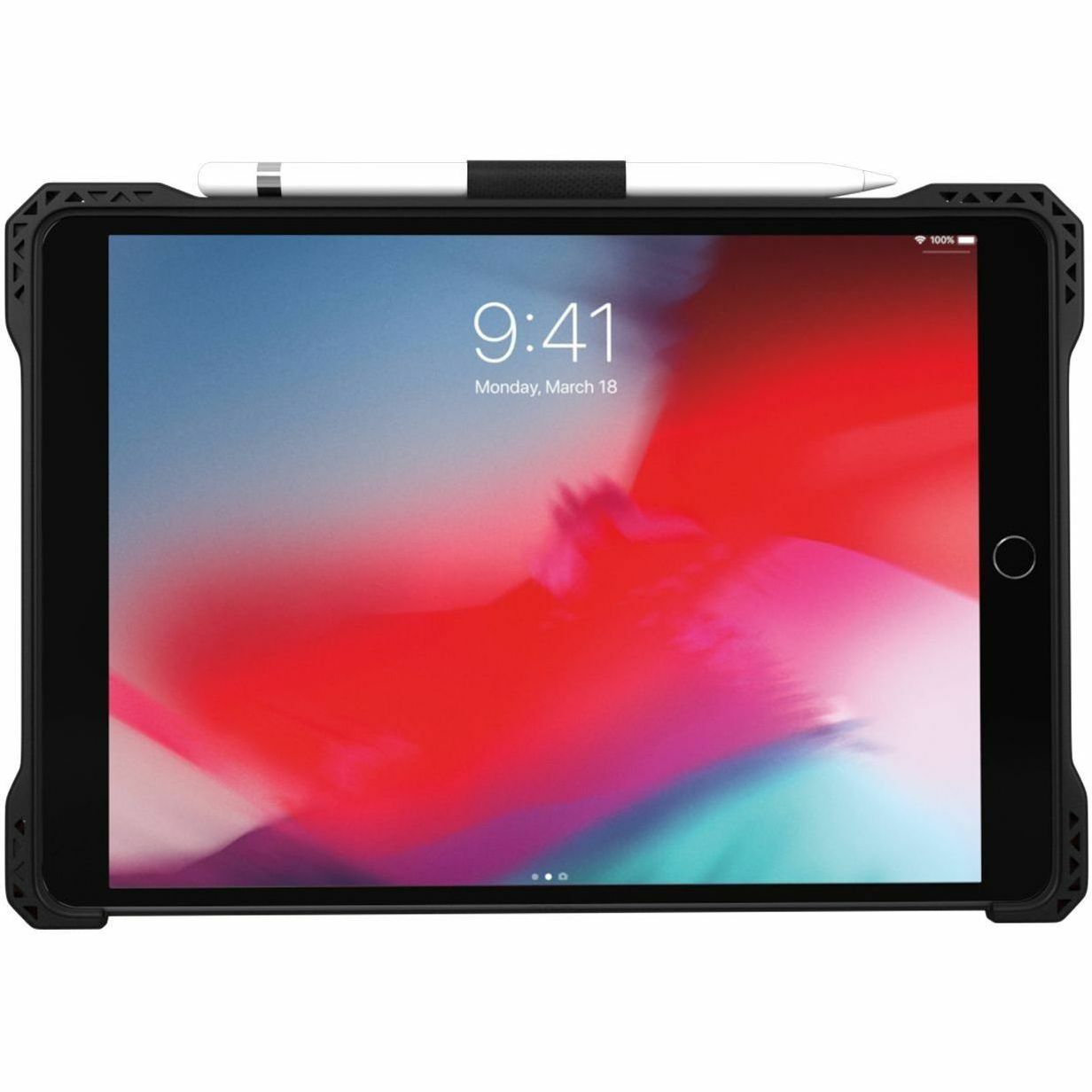 Red wipeable folio case for iPad 9 10.2 in by MAX CASES — rear view