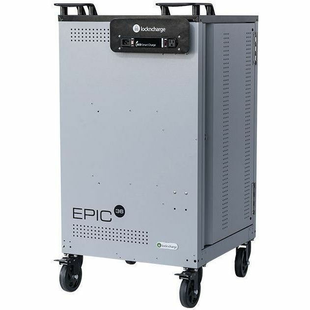 LOCKNCHARGE EPIC 36 charging cart with prewired USB-C 65W charging for 36 devices — rear view