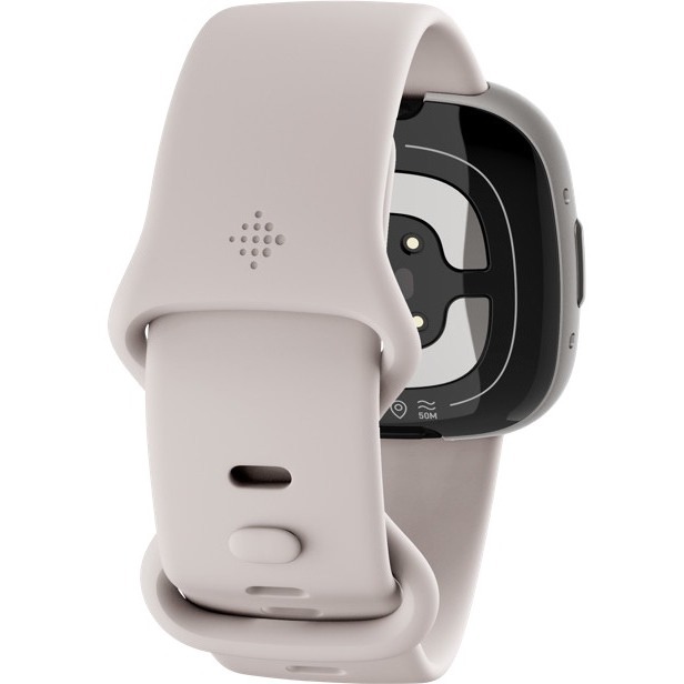 GOOGLE - FITBIT FITBIT SENSE 2 LUNAR WHITE/PLATINUM ALUMINUM — rear view