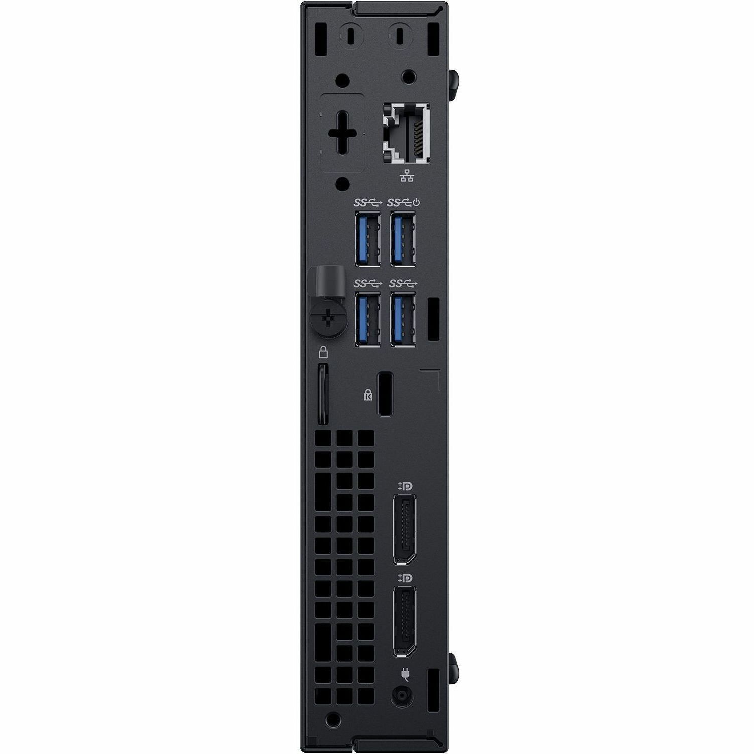 Refurbished Dell OptiPlex 7060 Micro with Core i7, 16 GB RAM, and 500 GB NVMe — rear view