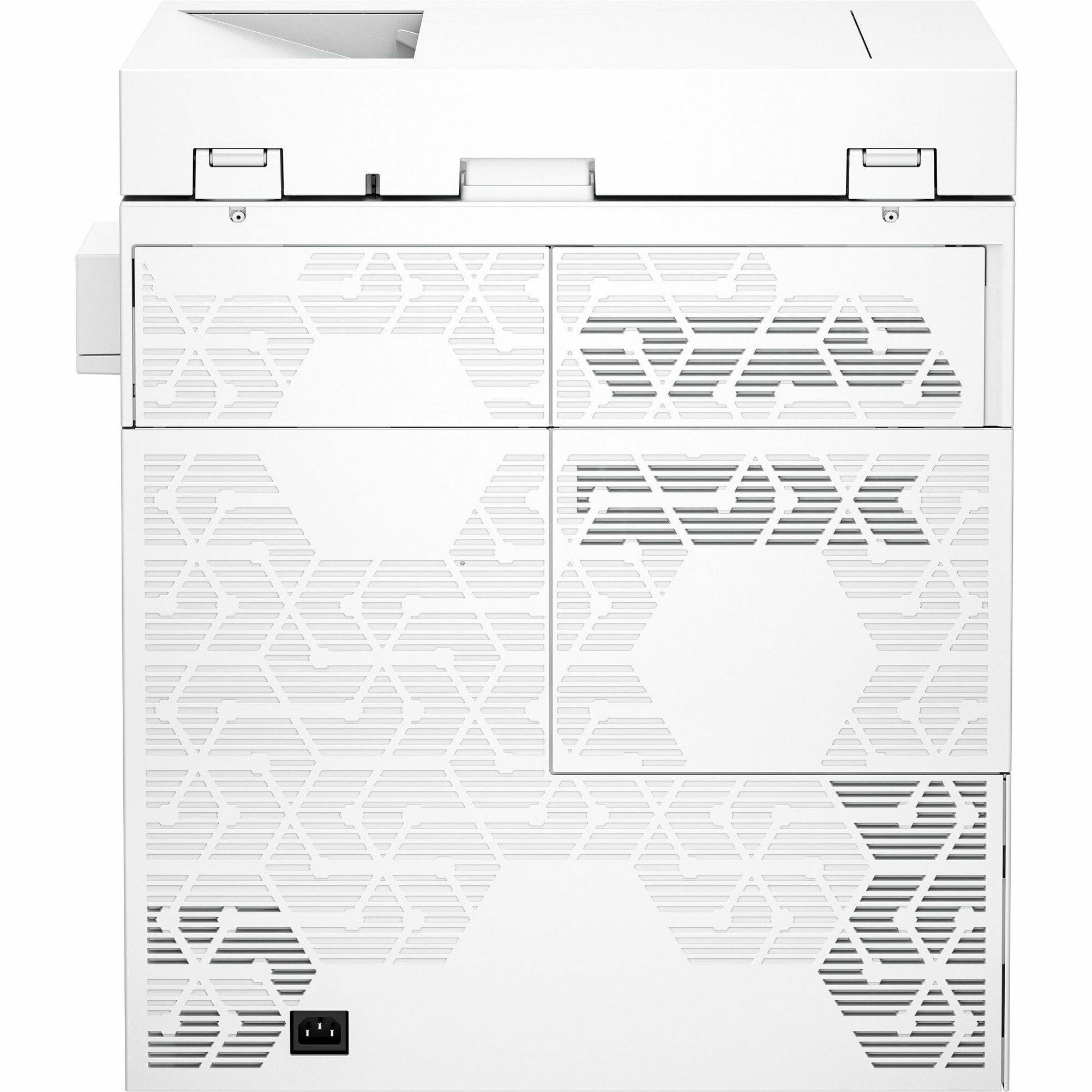 HP Color LaserJet Enterprise 5800f multifunction color laser printer with touchscreen and ADF — rear view
