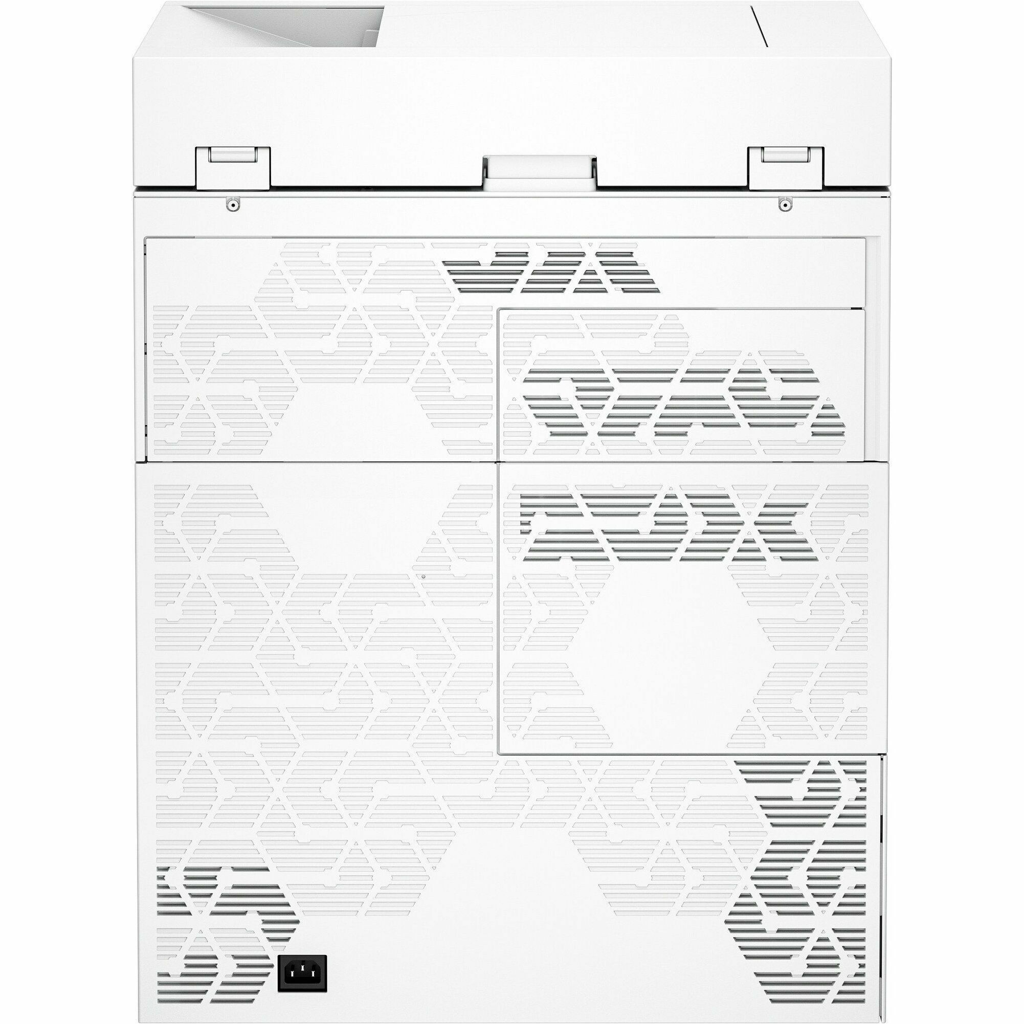 HP Color LaserJet Enterprise Flow MFP 6800zf color laser multifunction printer — rear view