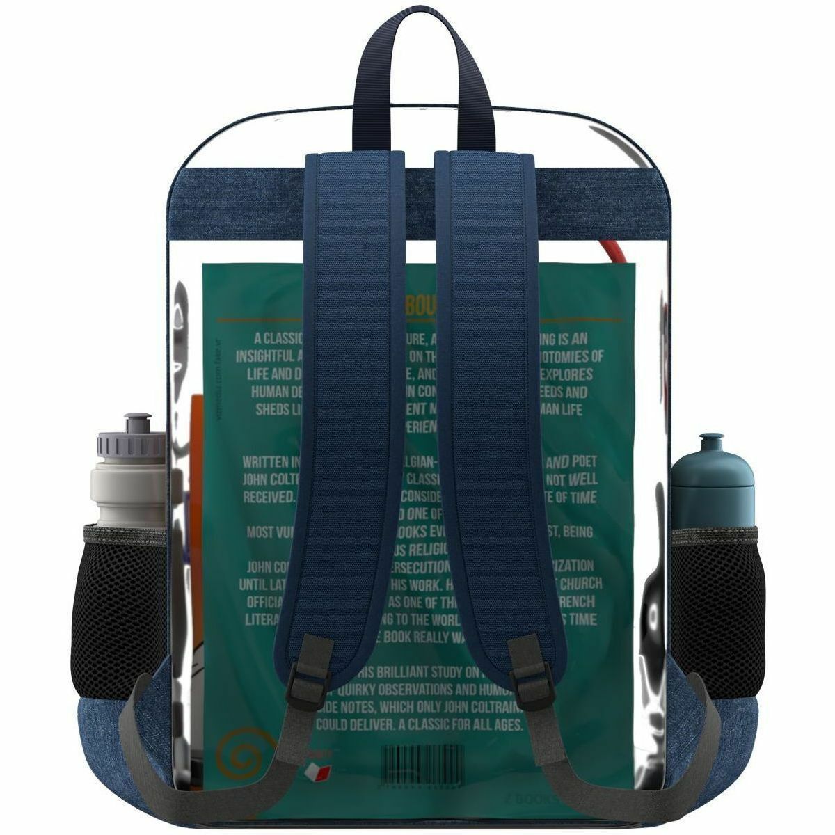 EXTREME CLEAR BACKPACK W/2 COMPARTMENTS (SEE-THROUGH BACKPACK) — rear view