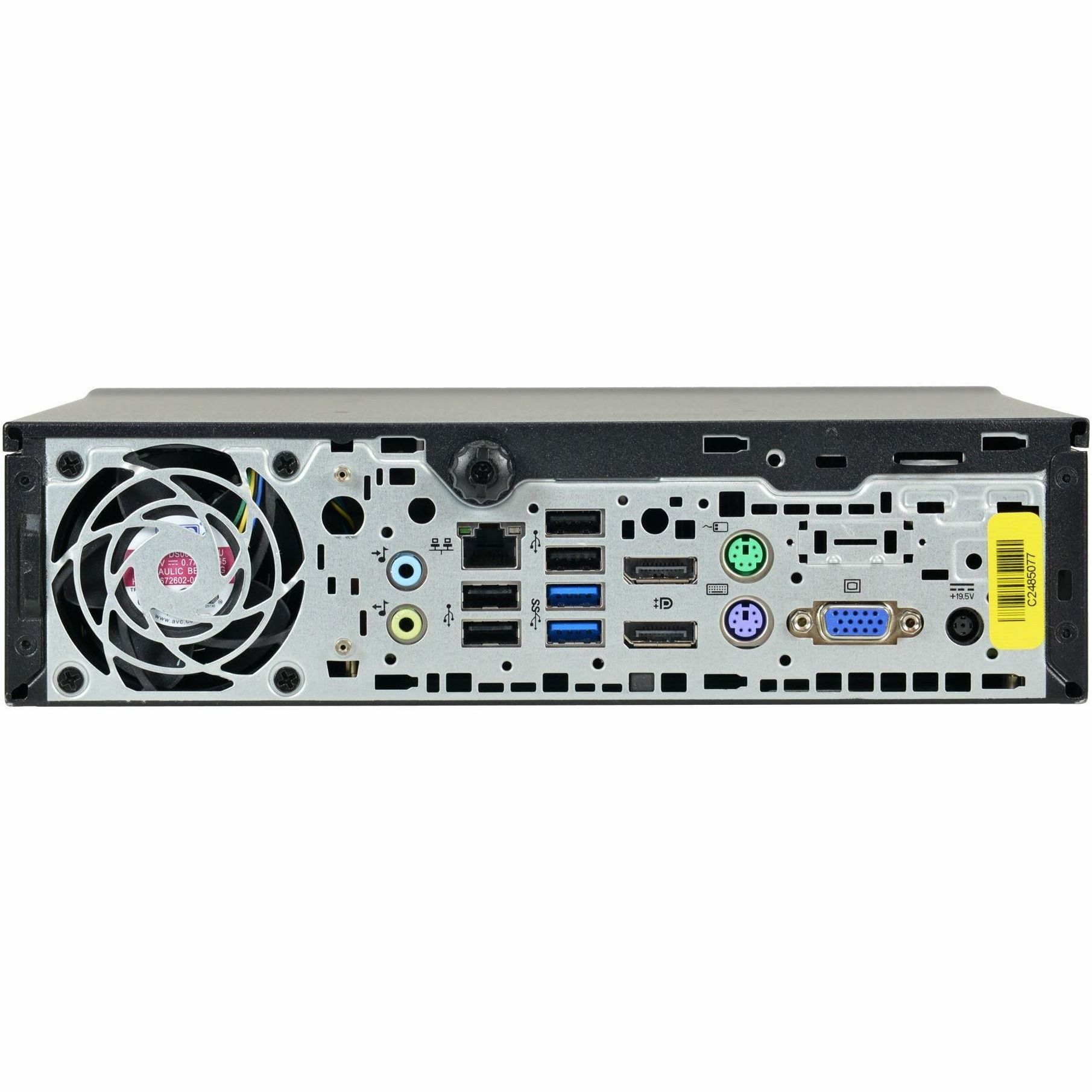 Refurbished HP 800 G1 USFF business desktop with Core i5, 16 GB RAM, and 512 GB SSD — rear view
