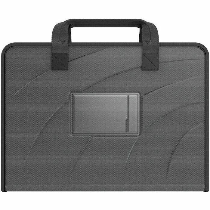 Slim black laptop sleeve for 13-14 inch Chromebooks and laptops with mesh accessory storage — rear view