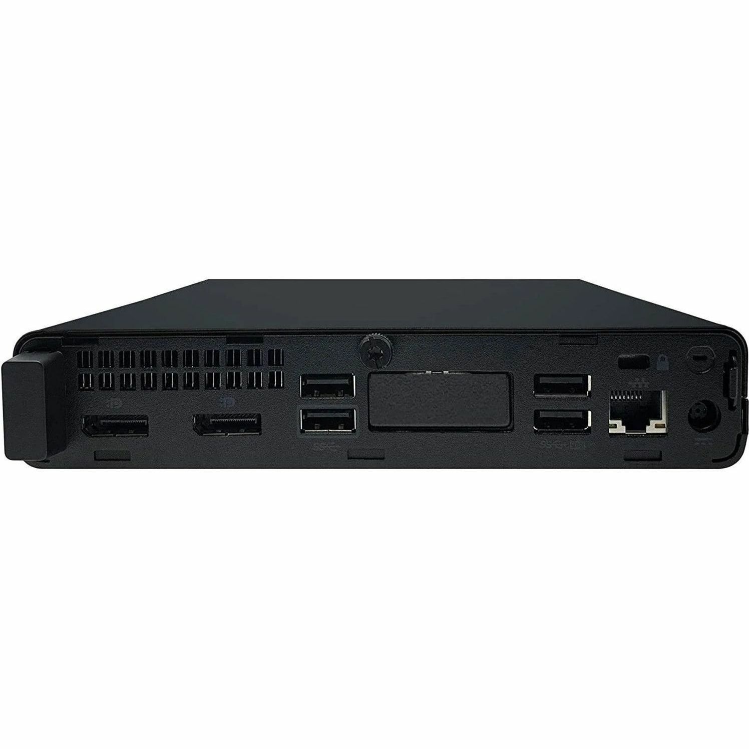 Refurbished HP EliteDesk 800 G4 Mini desktop with Intel Core i5, 16 GB RAM, and 1 TB SSD — rear view