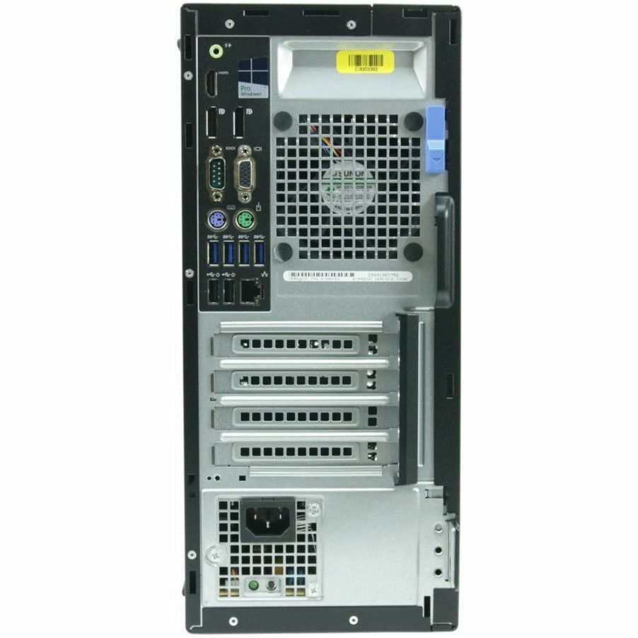 Refurbished Dell OptiPlex 5040 tower business desktop with Core i7, 16 GB RAM, and 512 GB SSD — rear view
