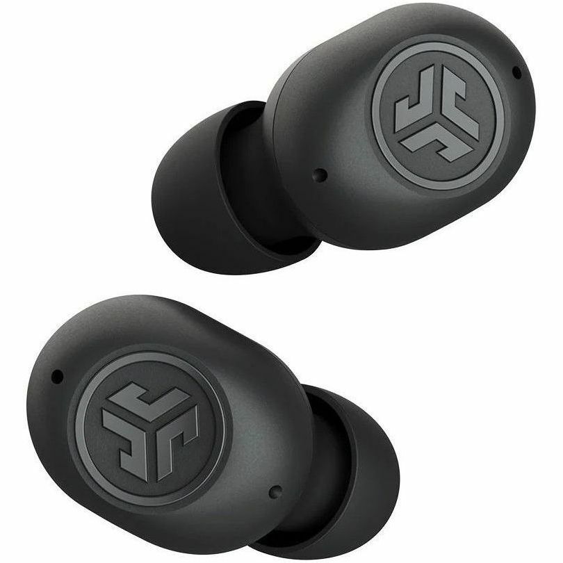 JLab JBuds Mini true wireless earbuds in Black, compact in-ear Bluetooth earbuds — rear view
