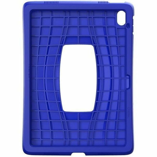 Blue soft silicone case for iPad 10th Gen with corner protection and exposed rear logo area — rear view