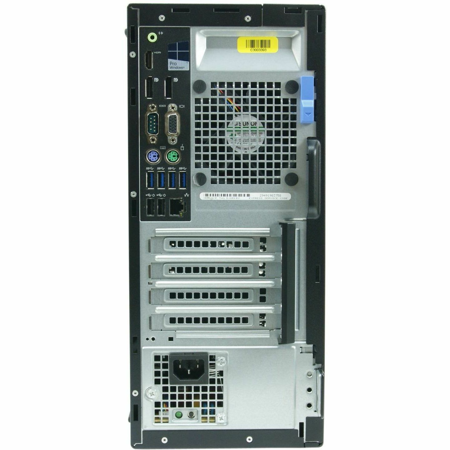 Refurbished Dell OptiPlex 5040 MT business desktop with Core i5, 16GB RAM, and 256GB NVMe SSD — rear view
