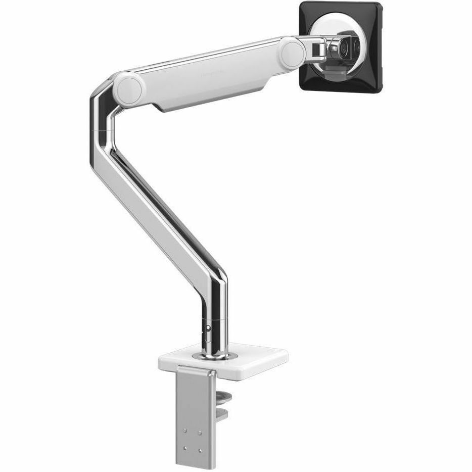 Humanscale M2.1 monitor arm with white trim and angled dynamic links — rear view