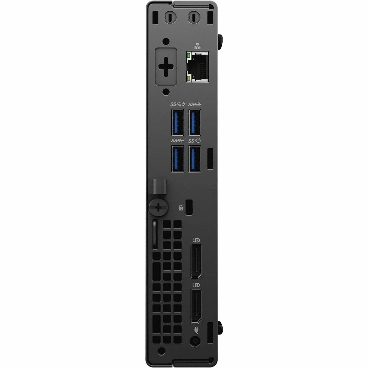 Refurbished Dell OptiPlex 7090 Micro with Core i5-10500T, 16 GB RAM, and 256 GB SSD — rear view