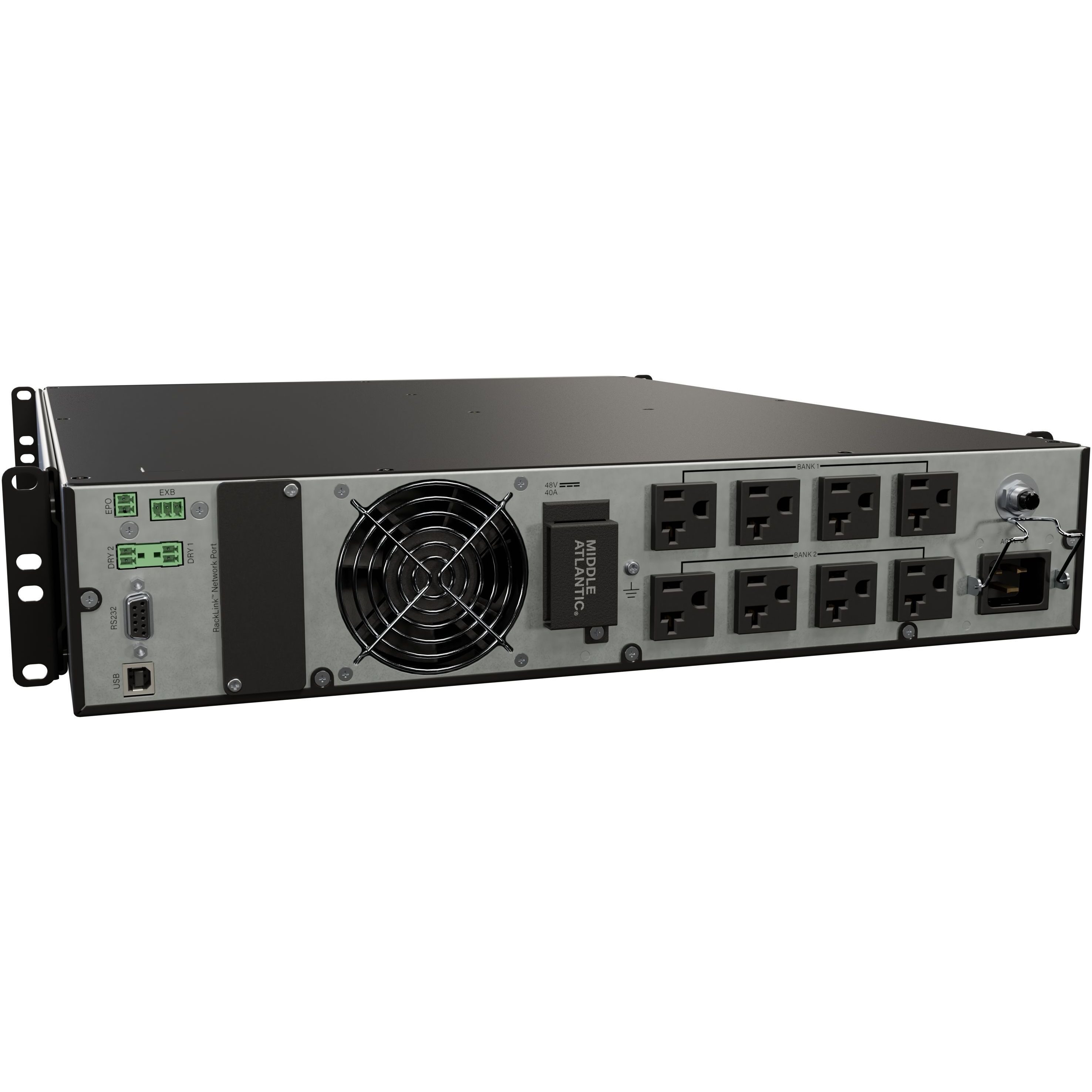 Middle Atlantic 2000 VA 120 V rack-mount UPS with local bank control — rear view