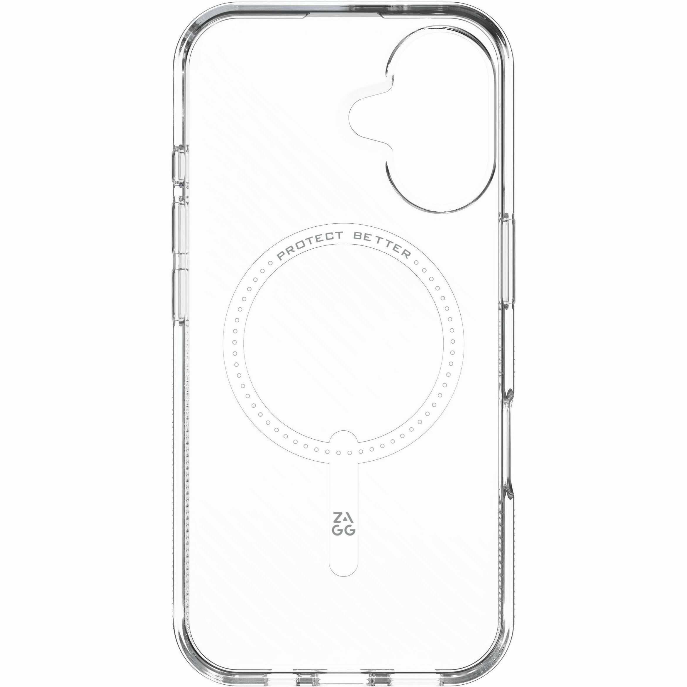 ZAGG Luxe Snap Case for iPhone 16 in clear finish, slim snap-on protective phone case — rear view