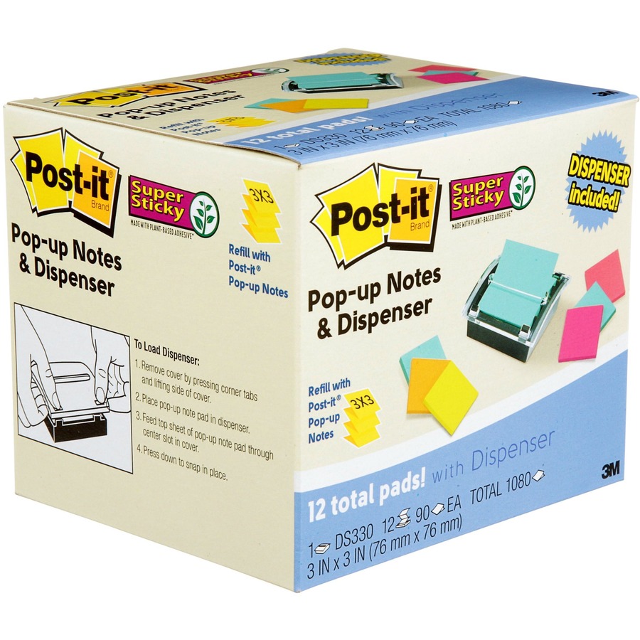 Post-it Super Sticky Notes, 3x3 in, Summer Joy Collection, Assorted Colors, 90 Sheets/Pad, 5 Pads/Pack, 2 Packs