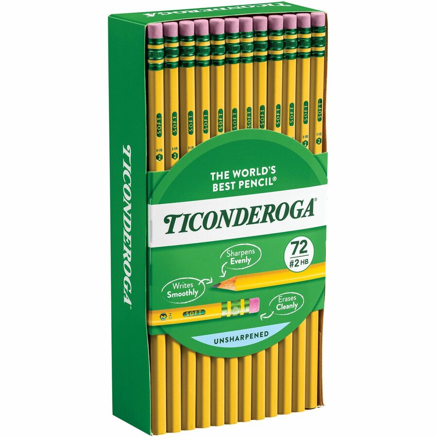 Ticonderoga Pencils 2 Soft Lead Black Barrel Box Of 12 - Office Depot
