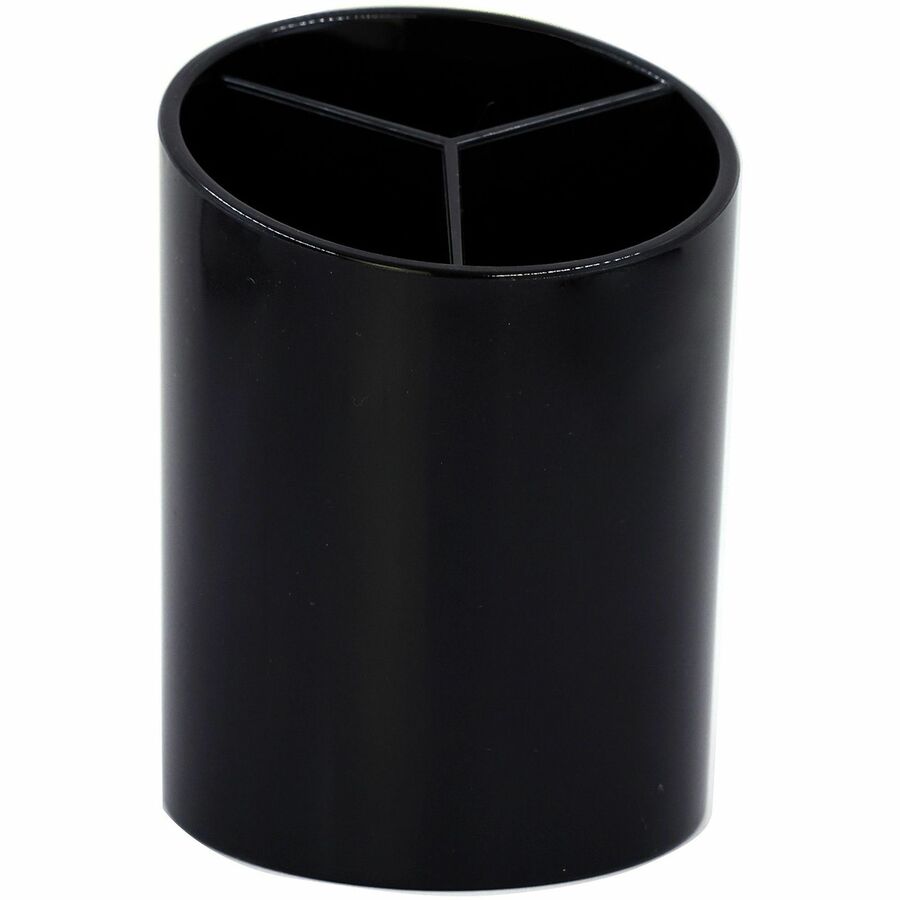 Business Source Large 3-Compartment Plastic Pencil Cup