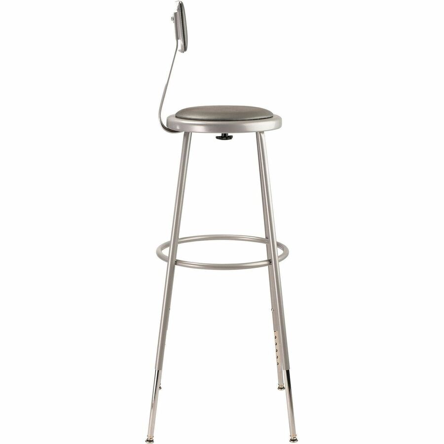 National Public Seating 6400 Series Heavy-Duty Padded Stools - Gray Seat Color - Vinyl, Medium Density Fiber (MDF), Plush Seat Material - Gray Frame Color - Steel Frame Material - Four-legged Base - Steel - 1 Each 8