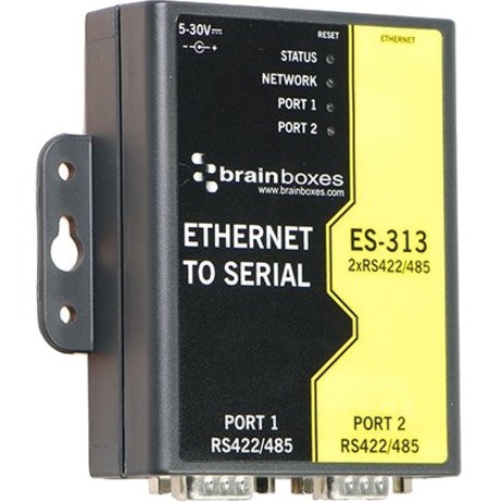 Brainboxes 2 Port RS422/485 Ethernet to Serial Adapter - DIN Rail Mountable - TAA Compliant