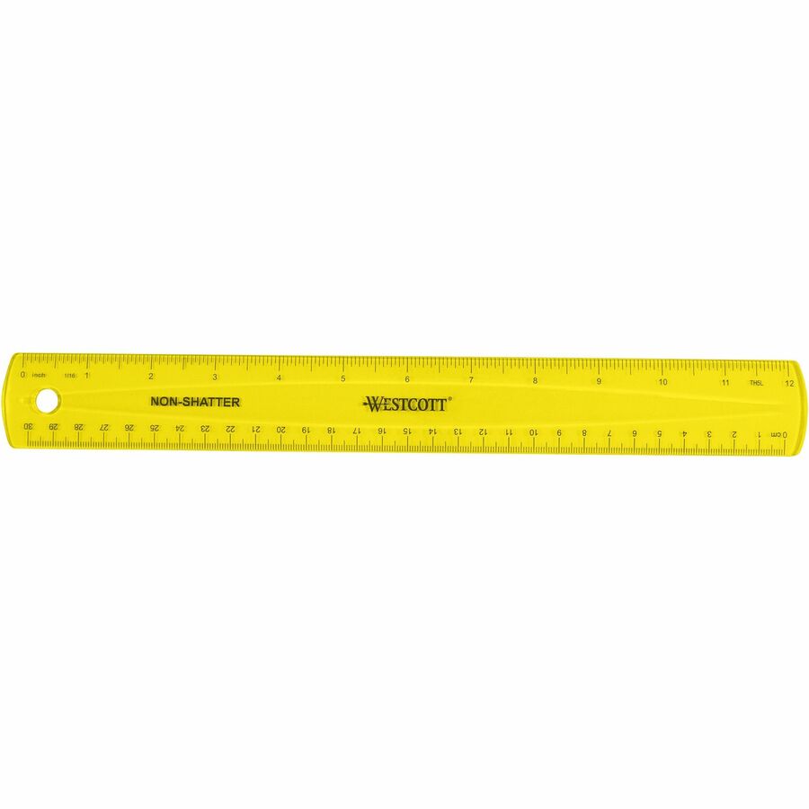 Westcott Shatterproof Ruler - 12 Length - 1/16 Graduations