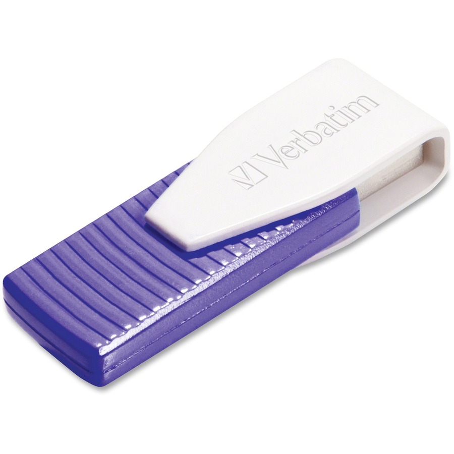 Verbatim 64GB Swivel USB Flash Drive - Violet - 64GB - Violet - 1pk - Capless, Swivel"